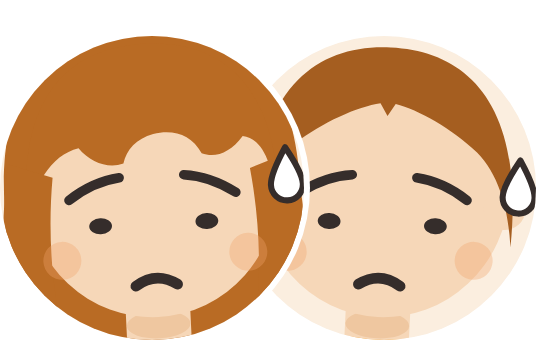新入社員の男女2人・1週目は緊張気味の表情のイラスト