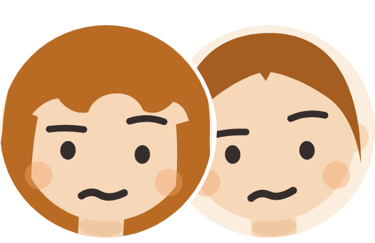 男女2人・1か月めは少し戸惑いのある表情のイラスト