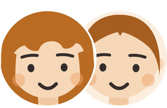 男女2人・3か月めは慣れてきた笑顔のイラスト