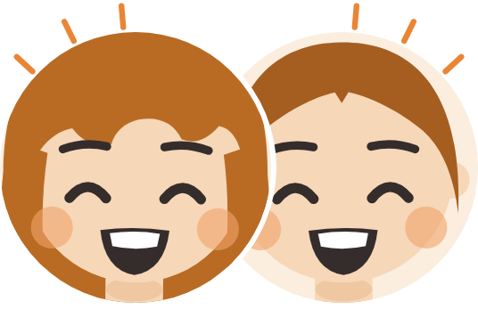 男女2人・6か月めは歯を見せた満面の笑みのイラスト